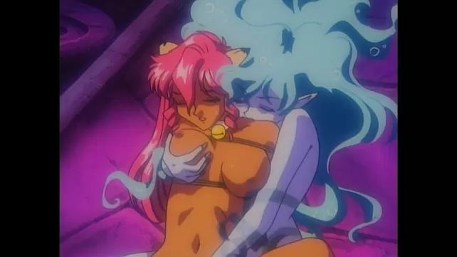 The villain pulls the cutie Pink into lesbian caresses