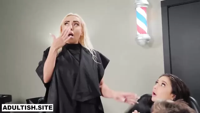 The hairdresser in the salon stuck the client in a point